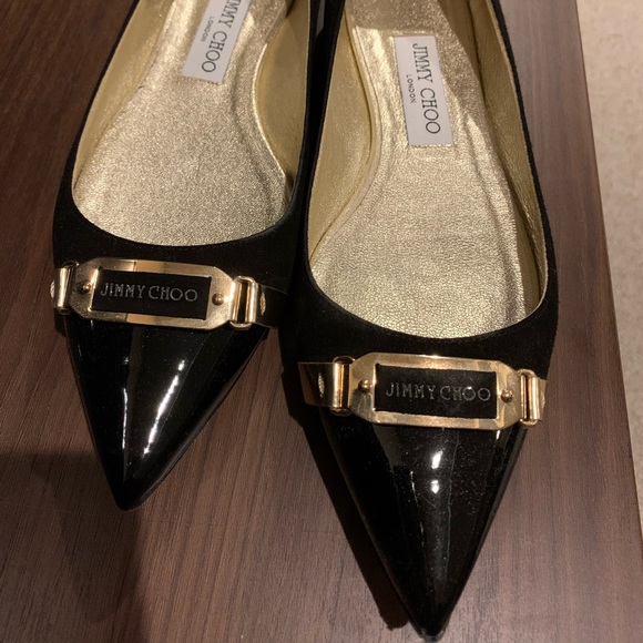 Jimmy Choo suede patent black flats 38.5 - Picture 2 of 5